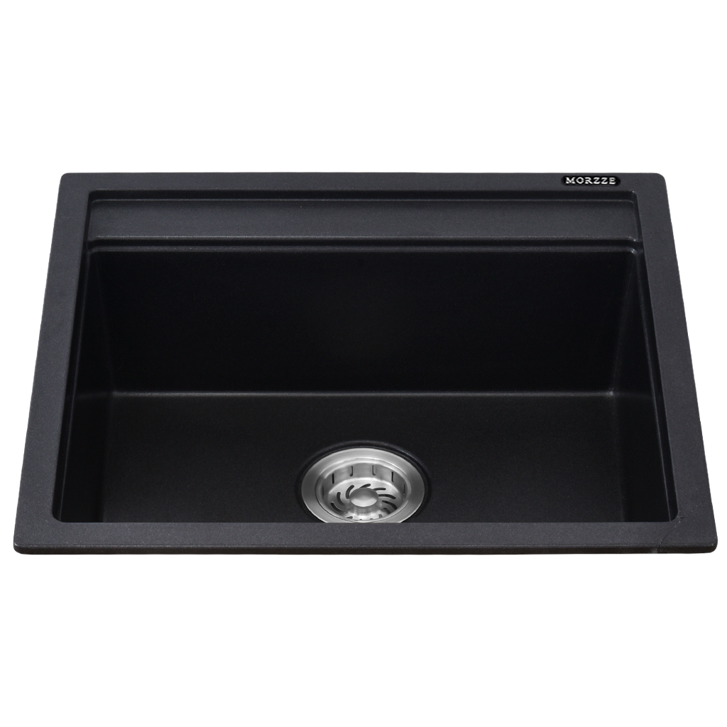 MORZZE Granite Kitchen Sink | 22x20x8| Single Bowl Sink Black | VO1-103