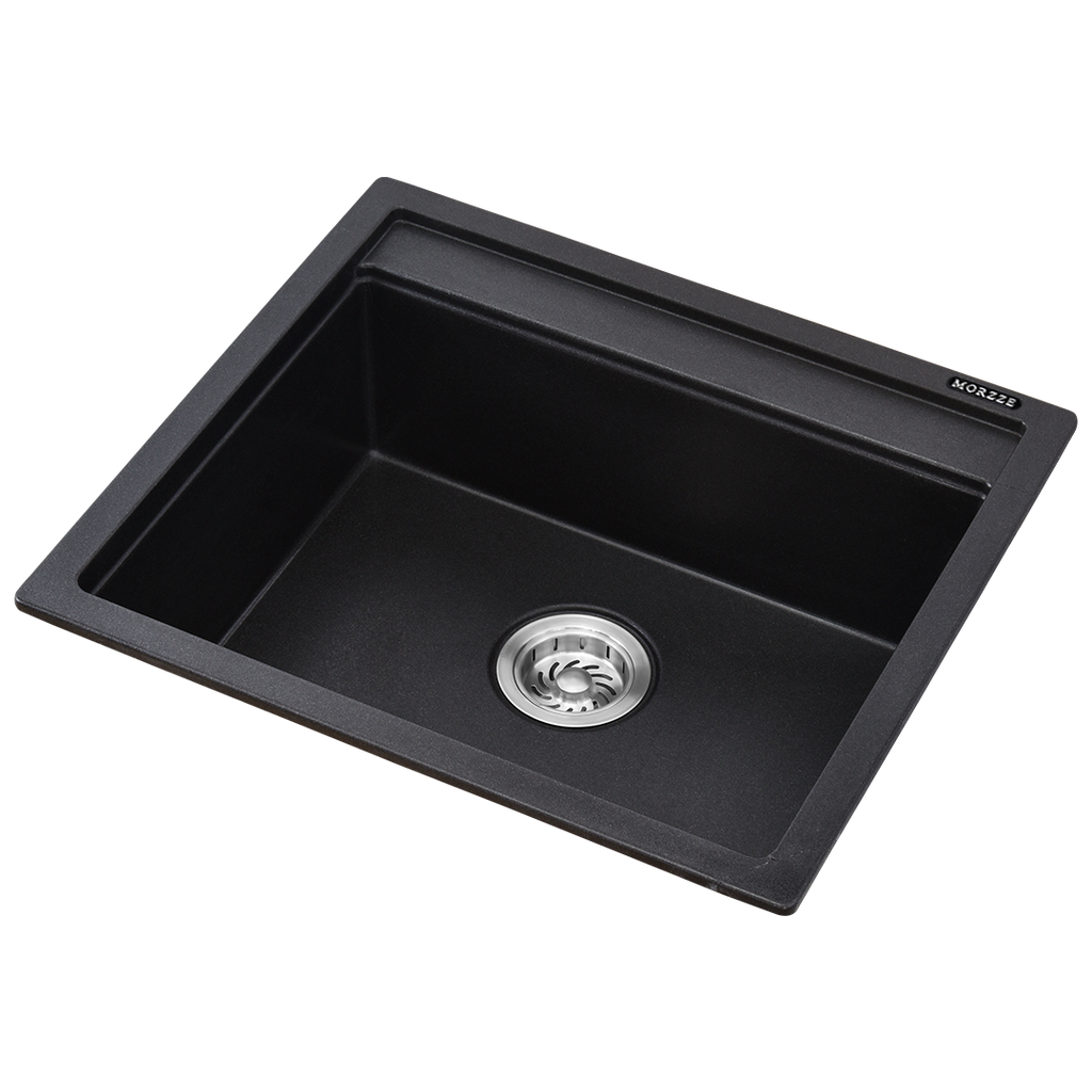 MORZZE Granite Kitchen Sink | 22x20x8| Single Bowl Sink Black | VO1-103