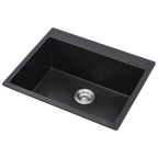 MORZZE Granite Sink 24x20x8 | Single Bowl Sink Black | VO1-105
