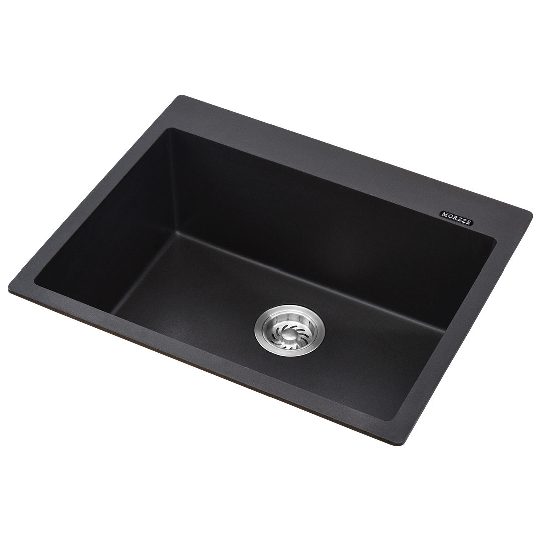 MORZZE By Anupam Granite Sink 24x20x8 | Single Bowl Sink Black | VO1-105