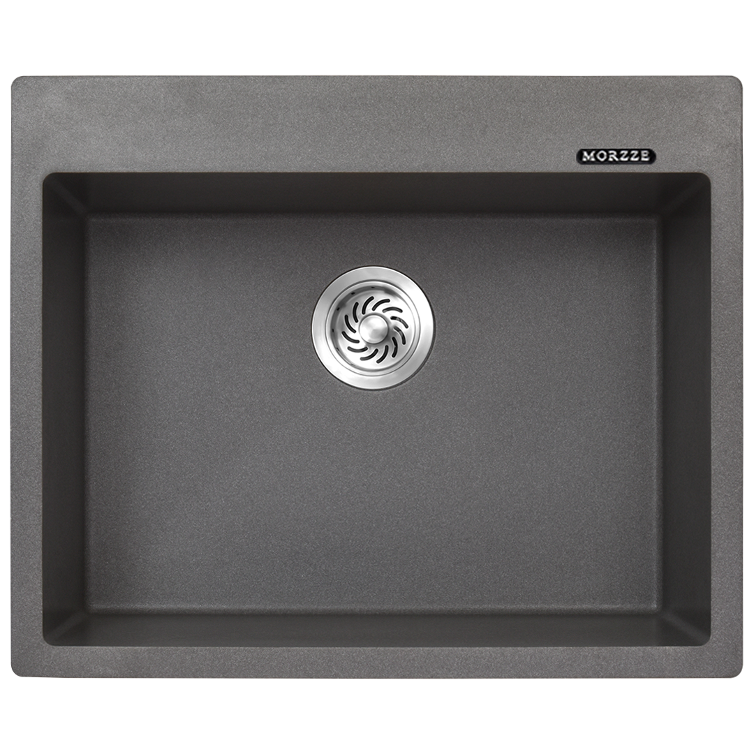 MORZZE By Anupam Granite Sink 24x20x8 | Single Bowl Sink Black | VO1-105
