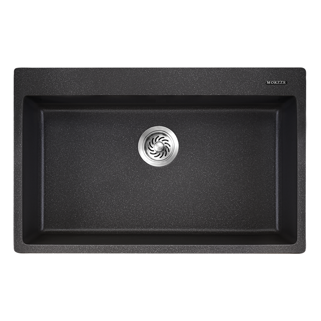 MORZZE By Anupam Granite Sink 31x20x9 | Single Bowl Sink Black | V01-106