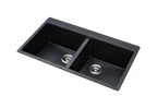 MORZZE Granite Sink 34x20x9 | Double Bowl Sink Black | V02-107