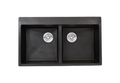 MORZZE Granite Sink 34x20x9 | Double Bowl Sink Black | V02-107