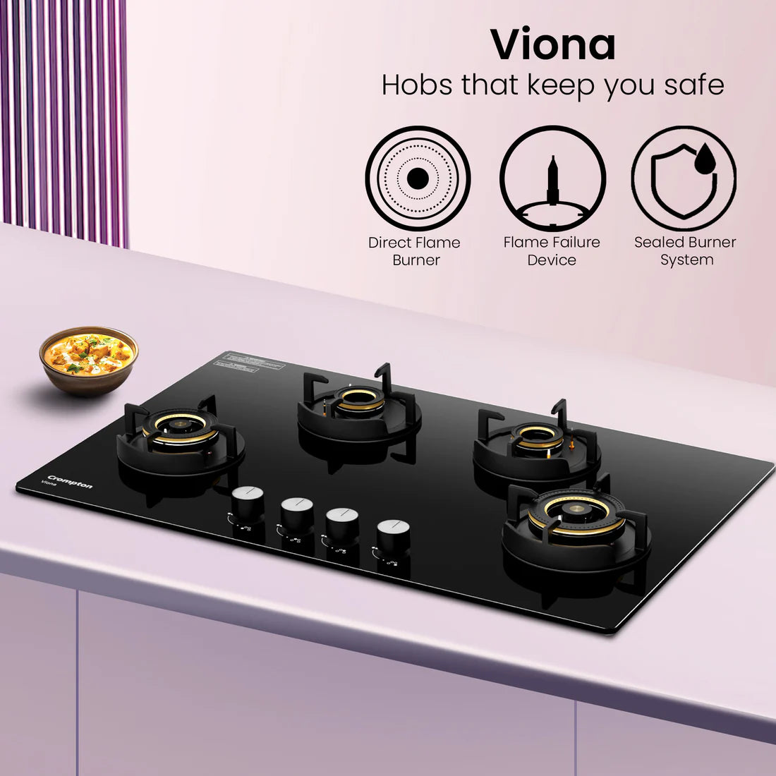 Crompton Hob Viona 82 cm 4 Burner