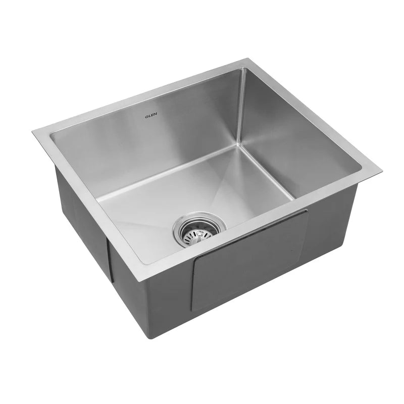 Glen Stainless Steel Grade 304 Sink for Kitchen, Single Bowl Handmade Sink 24x18x9 inches, Matte Finish (KS-SH24189SBM)