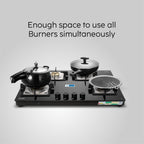 Glen 1074 US BL 4 Burner Cooktop Ultra Slim Glass Gas Stove with Auto Ignition (Black)