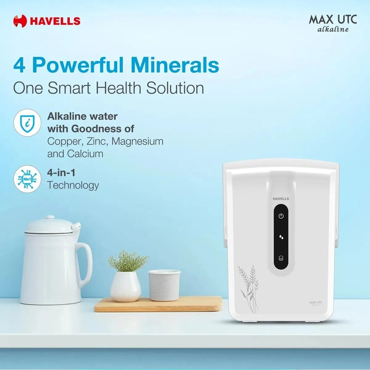 Havells MAX UTC Alkaline |100 % RO & UV Technology