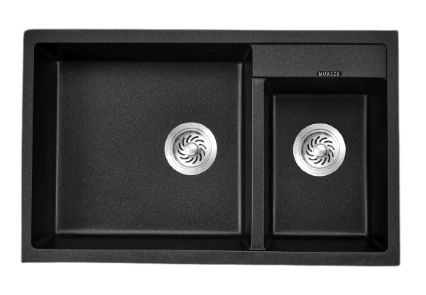 MORZZE By Anupam Granite Sink 32x20x8 | Double Bowl Sink Black | V02-115LX