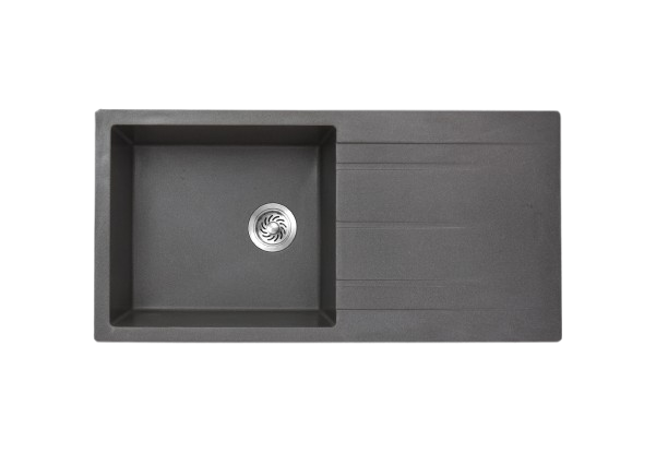 MORZZE Granite Sink 40x20x9 | Single Bowl Drain Board Sink Black | V03-110