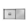 MORZZE 36x18x9 Stainless Steel Sink | Single Bowl Sink with Drain Board | A03-207