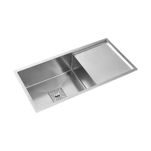 MORZZE By Anupam 36x18x9 Stainless Steel Sink | Single Bowl Sink with Drain Board | A03-207
