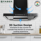 Faber HOOD BONITO 3D 75 cm IN HC SC FL BK | 1200m³/hr Suction Power | Auto Clean Filterless Chimney