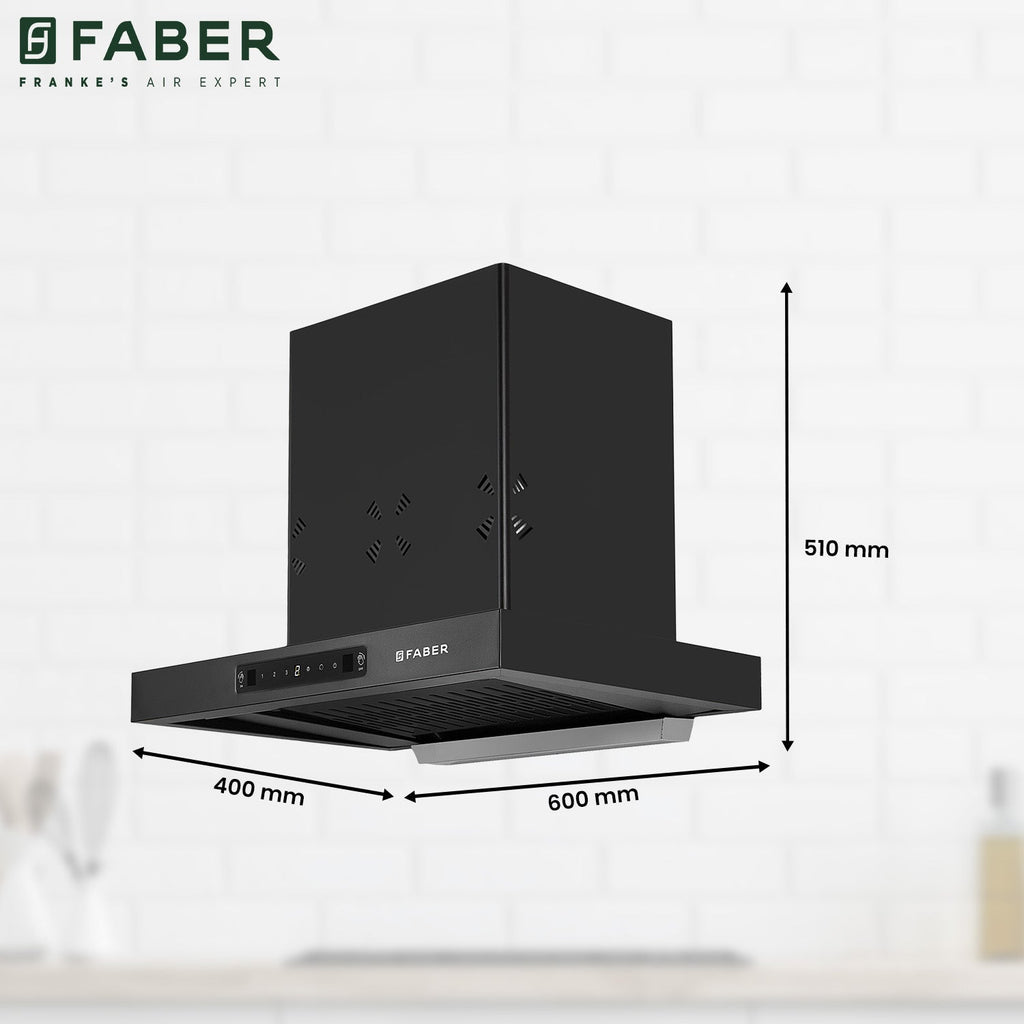 Faber HOOD BONITO 3D 60cm IND HC SC FL BK 60 |1250 m³/hr Suction Power | Auto Clean Filterless Chimney