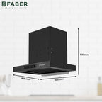 Faber HOOD BONITO 3D 60cm IND HC SC FL BK 60 |1250 m³/hr Suction Power | Auto Clean Filterless Chimney