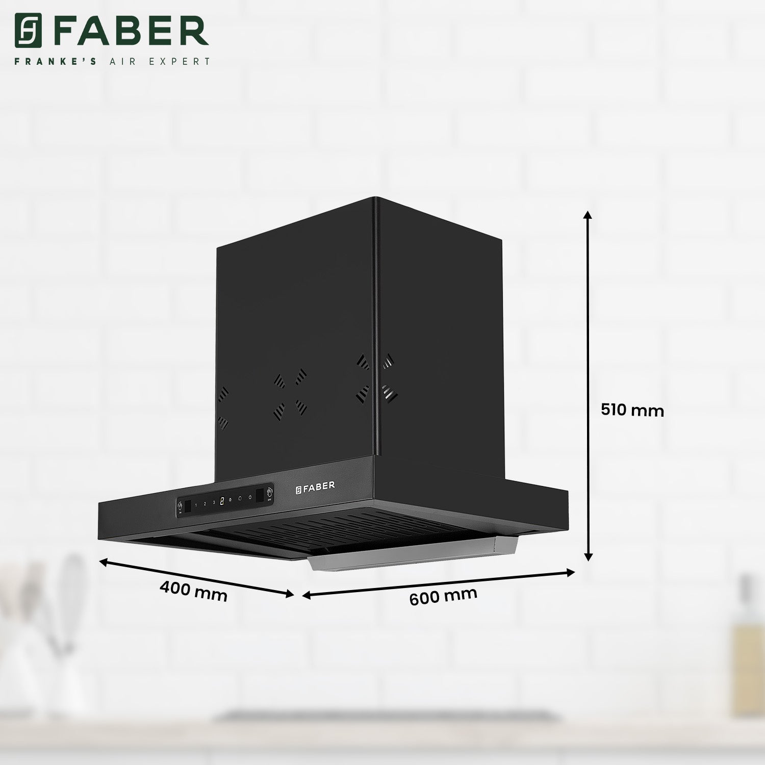 Faber HOOD BONITO 3D 60cm IND HC SC FL BK 60 |1250 m³/hr Suction Power | Auto Clean Filterless Chimney