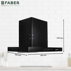 Faber HOOD BONITO 3D 75 cm IN HC SC FL BK | 1200m³/hr Suction Power | Auto Clean Filterless Chimney
