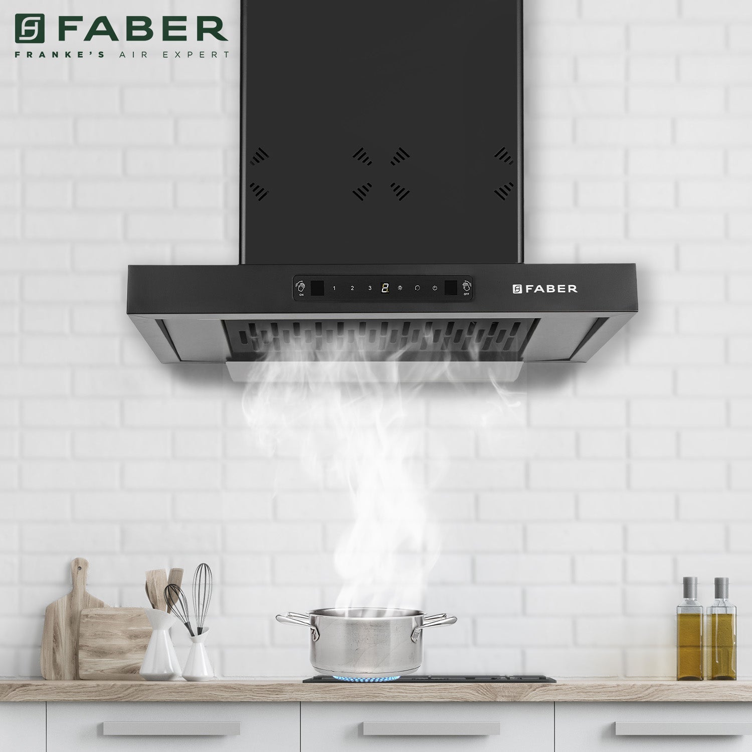 Faber HOOD BONITO 3D 60cm IND HC SC FL BK 60 |1250 m³/hr Suction Power | Auto Clean Filterless Chimney
