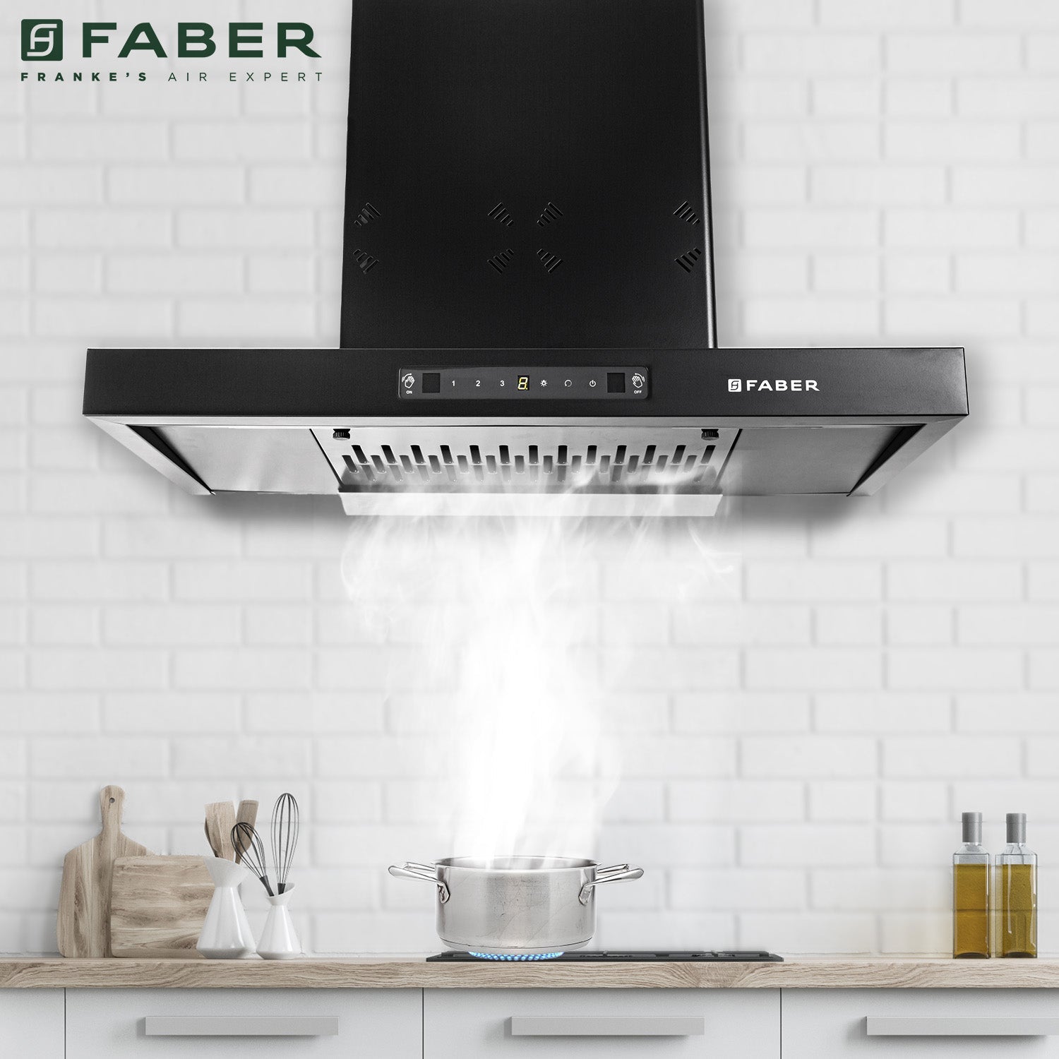 Faber HOOD BONITO 3D 75 cm IN HC SC FL BK | 1200m³/hr Suction Power | Auto Clean Filterless Chimney | Kitchen Jinni Delhi NCR
